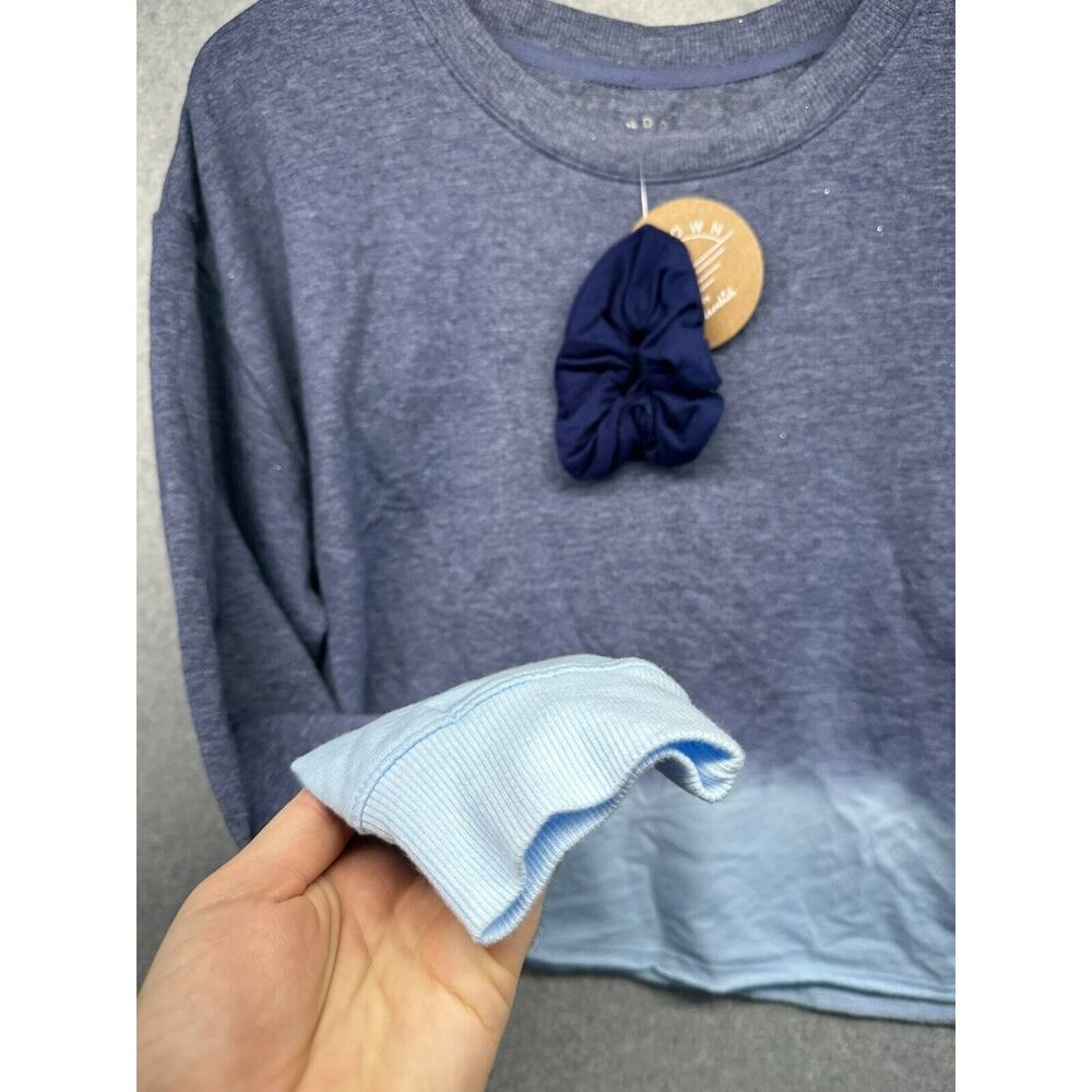 Sundown by Splendid Womens Sweater with Hair Tie Ombre Blue Cropped XL NWT - Picture 12 of 12